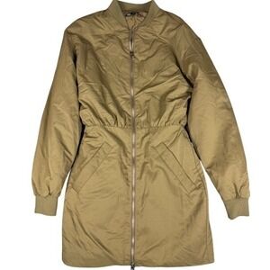 Zara Women XS Longline Bomber Jacket Cinched Waist Full Zip Lightweight Coat